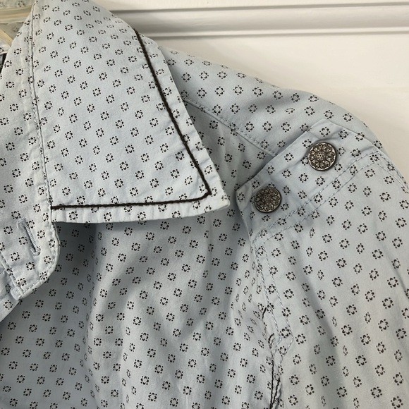 Vintage 7 Diamonds blue and brown button down - Picture 6 of 8